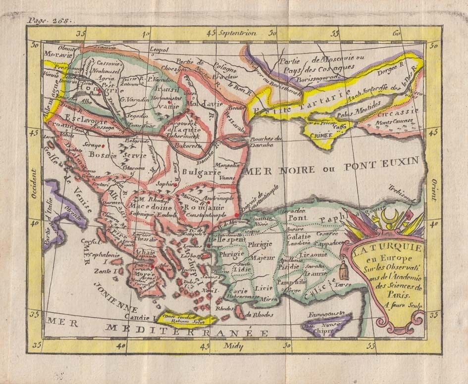 Mapa de Turquía y Grecia ( Asia y Europa ) , 1772. Buffier