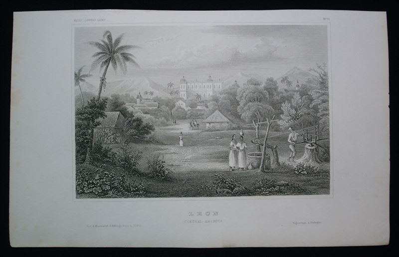 Vista de la ciudad de León en Nicaragua (América Central), 1850. Ins. Hildburgahausen