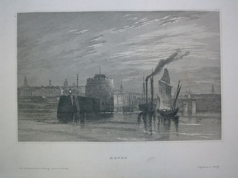 Vista del Puerto de Le Havre (Normandia, Francia),circa 1850. Ins. Hildburghausen