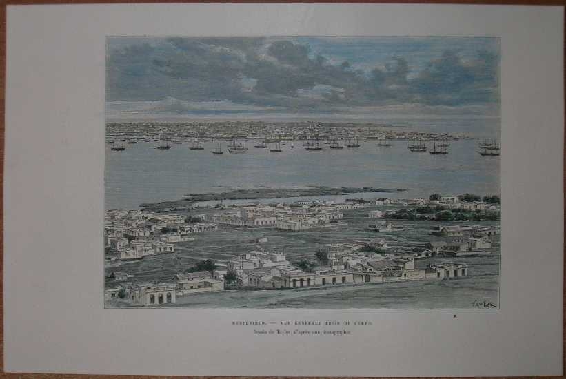 Vista panorámica de la ciudad de Montevideo (Uruguay, América del sur), 1894. Reclus