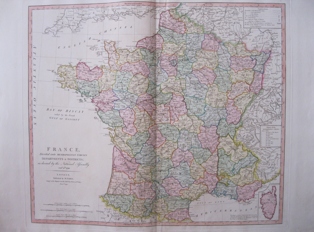 Gran mapa de Francia, 1790. William Faden