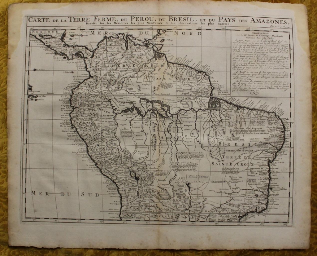 Gran mapa de Brasil, Guayanas, Venezuela, Colombia y Ecuador (América del Sur), 1719. Chatelain/Guedeville