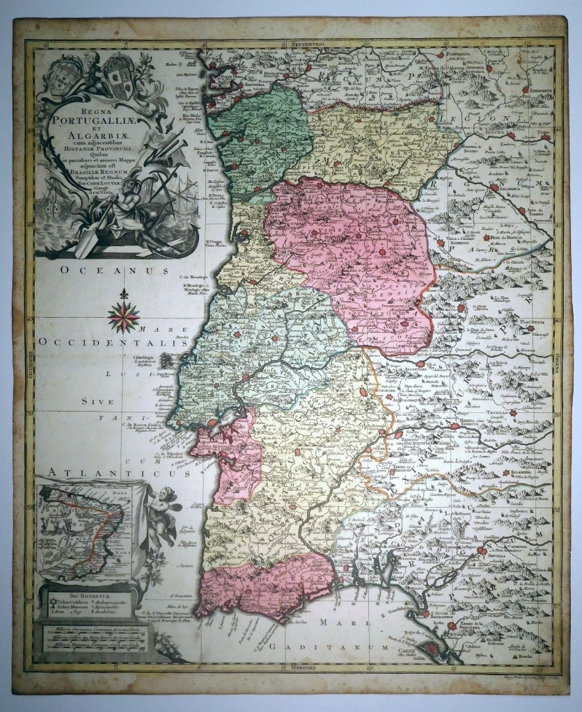 Gran mapa del Reino de Portugal y Brasil, 1762. Lotter/Seutter