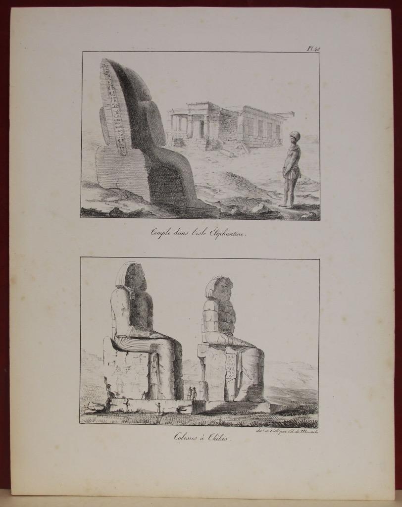 Colosos de Memmon y Templo en Elefantina (Egipto, África), 1821. Montule