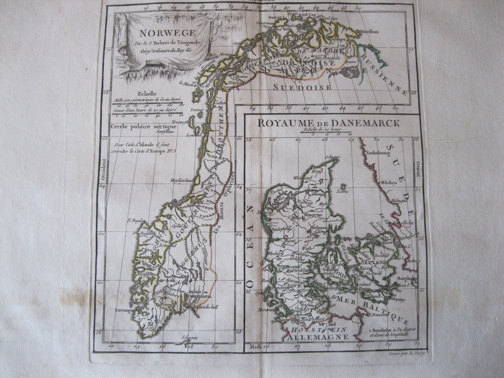 Mapa de Noruega y Dinamarca (Europa), 1784. Vaugondy/Delacroix/Delamarche/Dussy