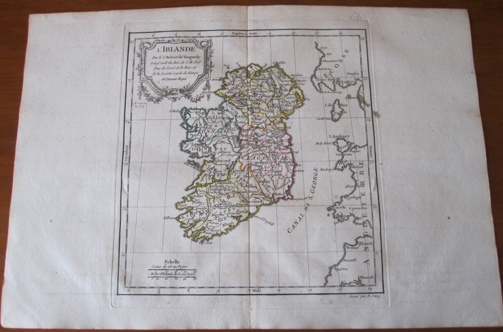 Mapa de Irlanda, 1784. Vaugondy/Delacroix/Delamarche/Dussy/Arrivet