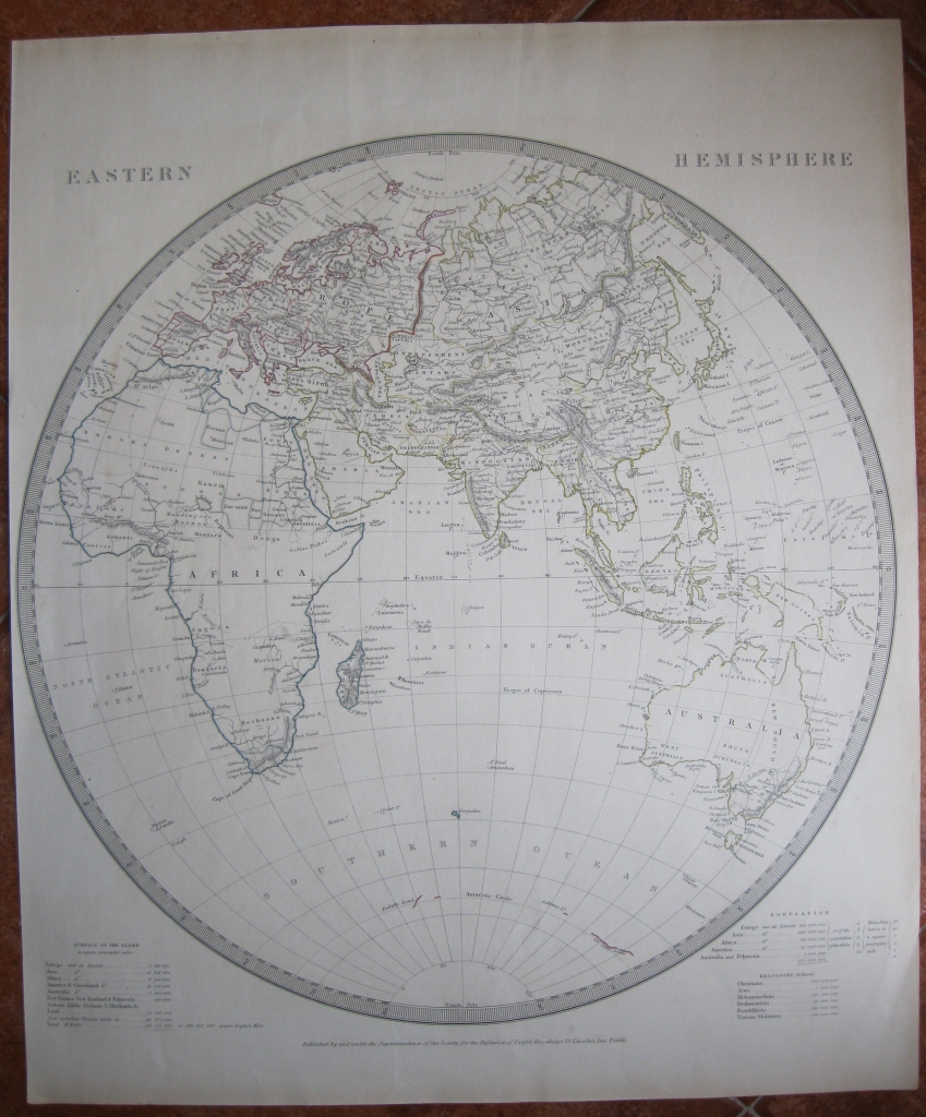 Mapa del Hemisferio Oriental, 1841. SDUK
