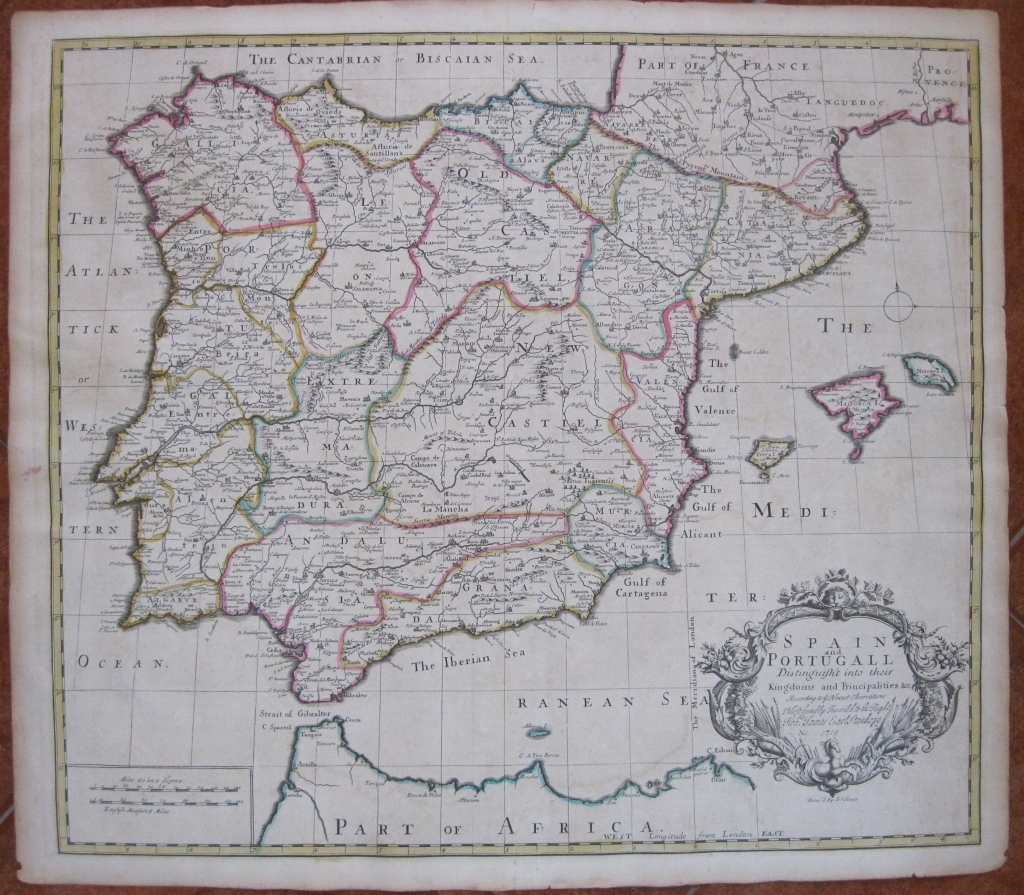 Gran mapa de España y Portugal, 1719. John Senex