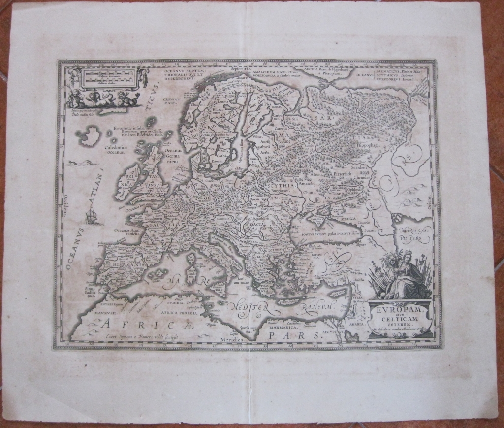 Antiguo mapa de Europa céltica, 1677. Horn/Ortelius/Jansonius