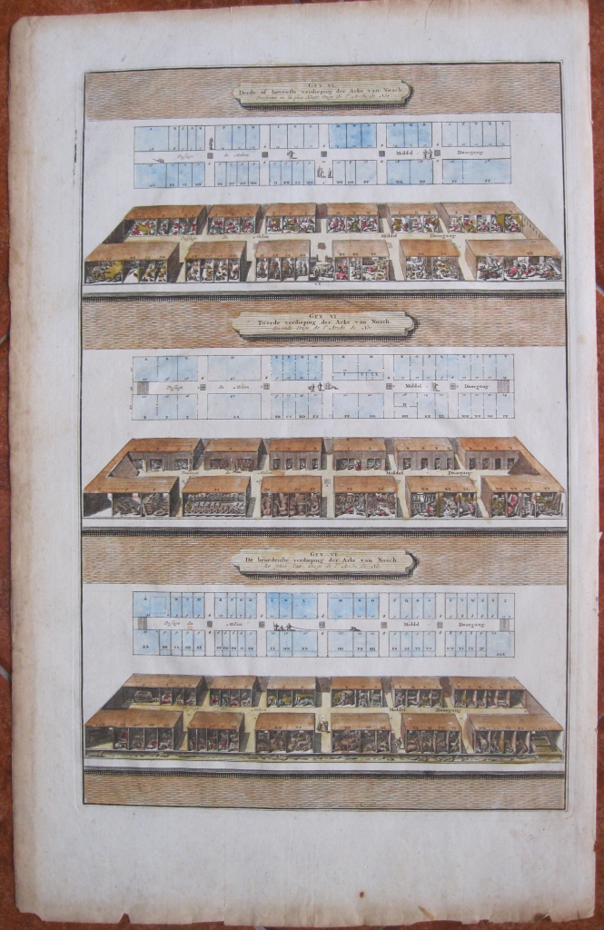Distribución de los animales en el Arca de Noé,  1700. Mortier