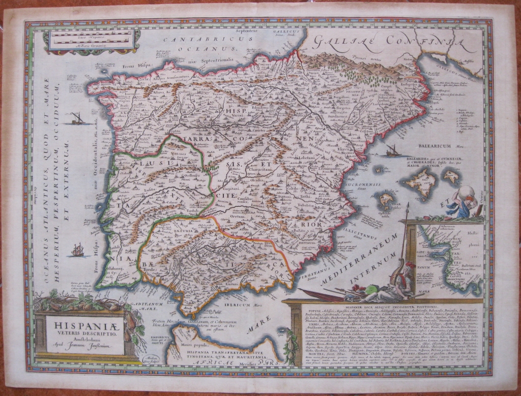 Gran mapa de España y Portugal, 1741. Jannsonius
