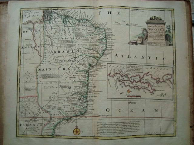 Gran mapa de Brasil (América del sur), 1747. E. Bowen