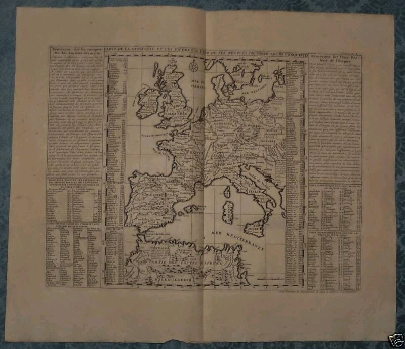 Gran mapa de Europa occidental y norte de África, 1708. Chatelain/Guedeville