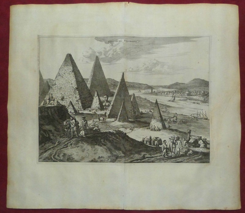 Gran vista de las Pirámides y Esfinge de Giza, El Cairo (Egipto, África), ca. 1670. Pieter Van der Aa
