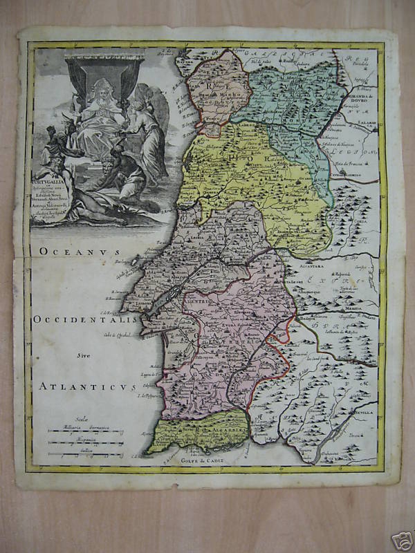 Gran mapa de Portugal, circa 1720. C. Weigel