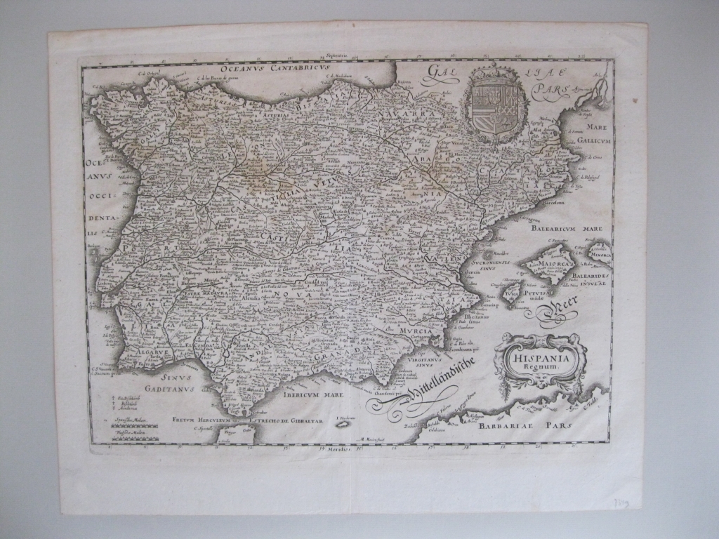 Mapa de España y Portugal,1710. M. Merian