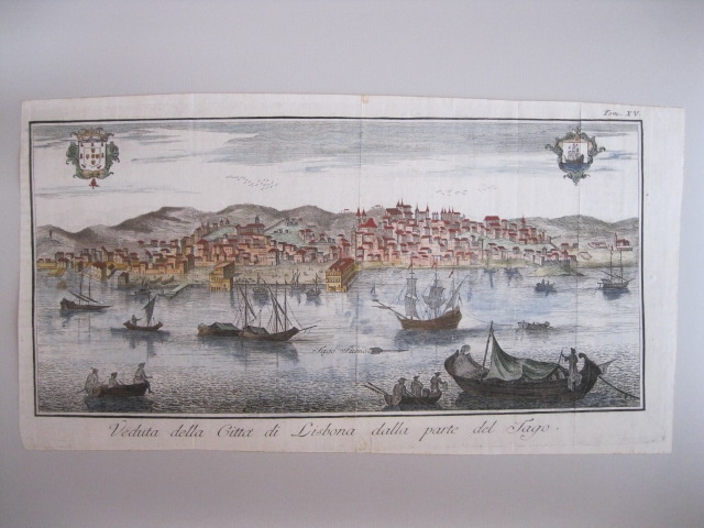 Vista de la ciudad de Lisboa (Portugal, Europa),  circa 1750. Salmon/Albrizzi