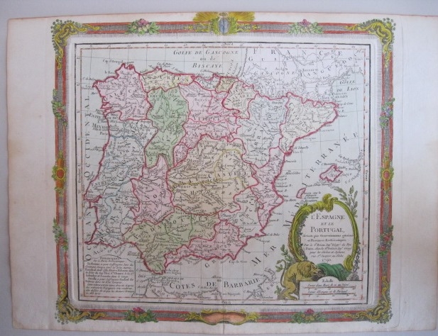 Mapa de España y Portugal, 1790. Brion de la Tour