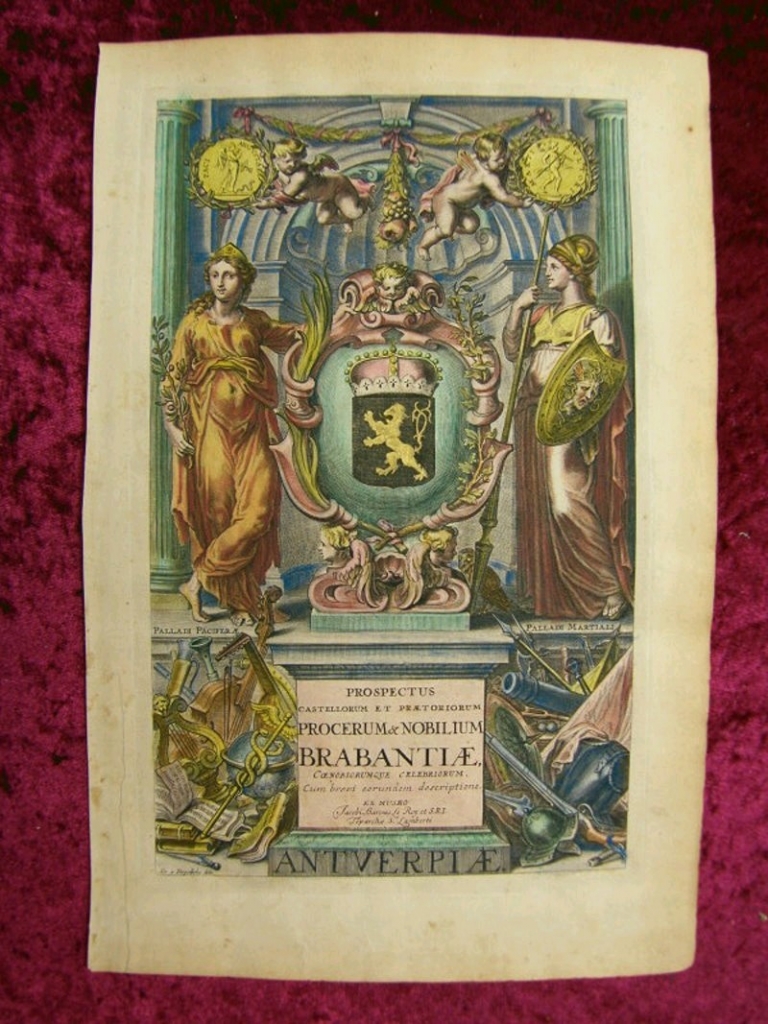 Frontispicio de la obra Prospectus Castellorum... , 1697. Diepenbeek y Le Roy