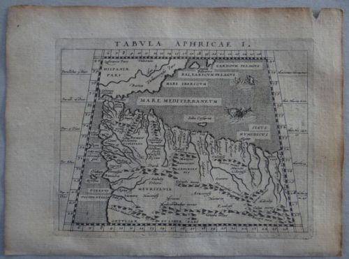 Mapa del norte de  África y España, 1597. Ptolomeo/Magini/Keschedt