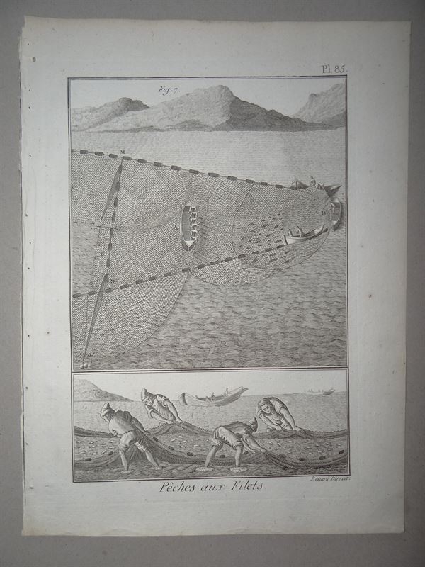 Pesca de mar. Redes de pesca II, 1793. Panckoucke/Bernard