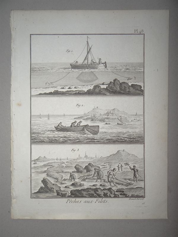 Pesca de mar. Redes de pesca XI, 1793. Panckoucke/Bernard