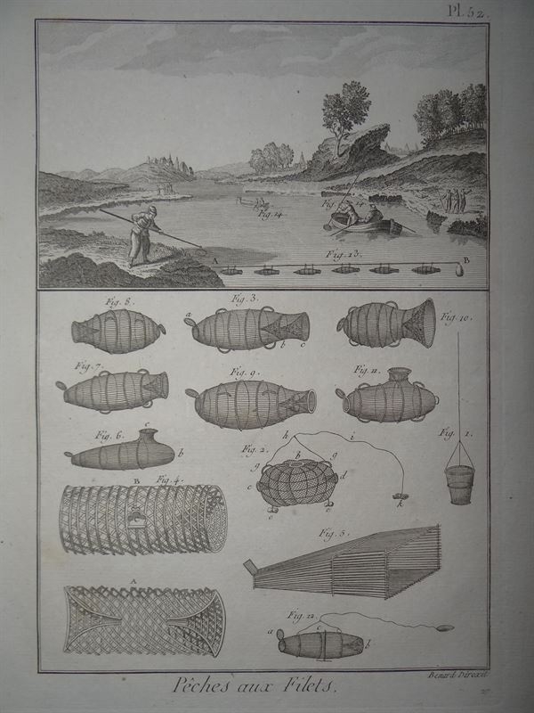 Pesca de mar. Redes de pesca XV, 1793. Panckoucke/Bernard