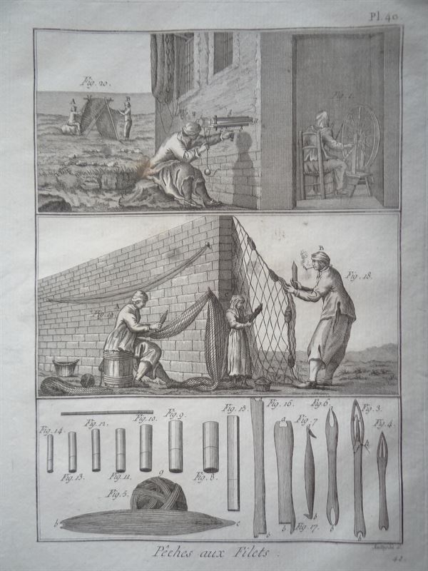 Pesca de mar. Pesca con redes IV, 1780. Panckoucke / Diderot