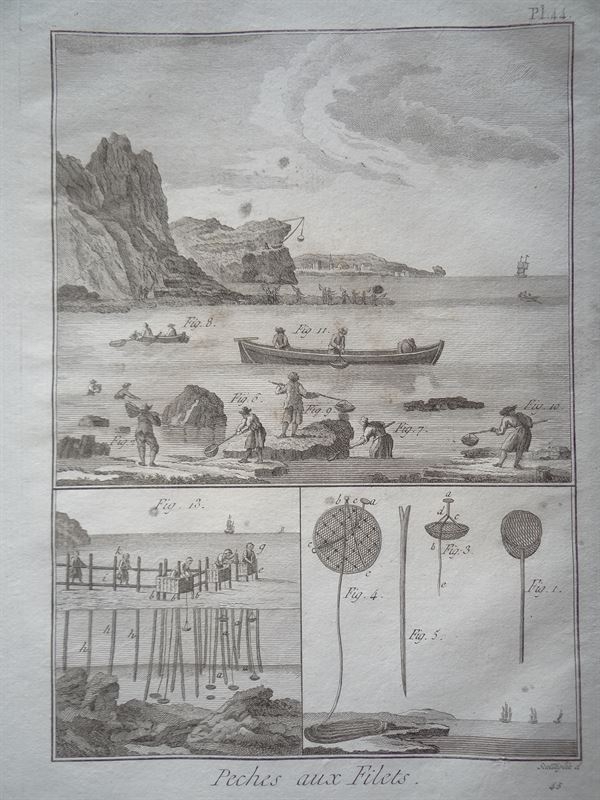 Pesca de mar. Pesca con redes V, 1780. Panckoucke / Diderot