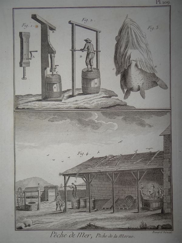 Pesca de mar. Pesca del bacalao I, 1793. Panckoucke/ Diderot