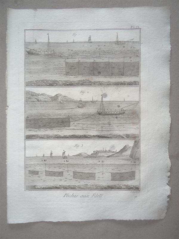 Pesca de mar. Redes de pesca I, 1780. Panckoucke/Diderot
