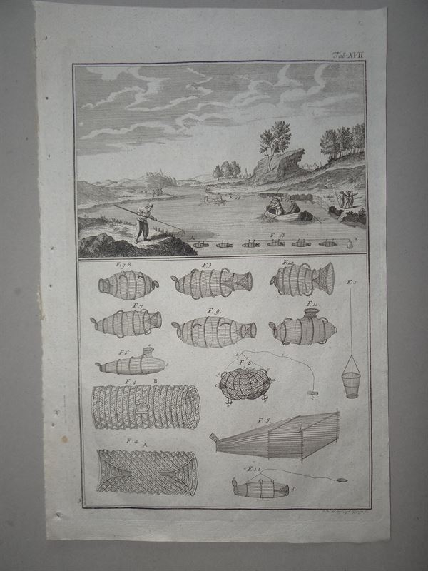 Pesca de mar. Pesca con nasas I, 1773. Daniel Schreber/ Philippin/ Kanter