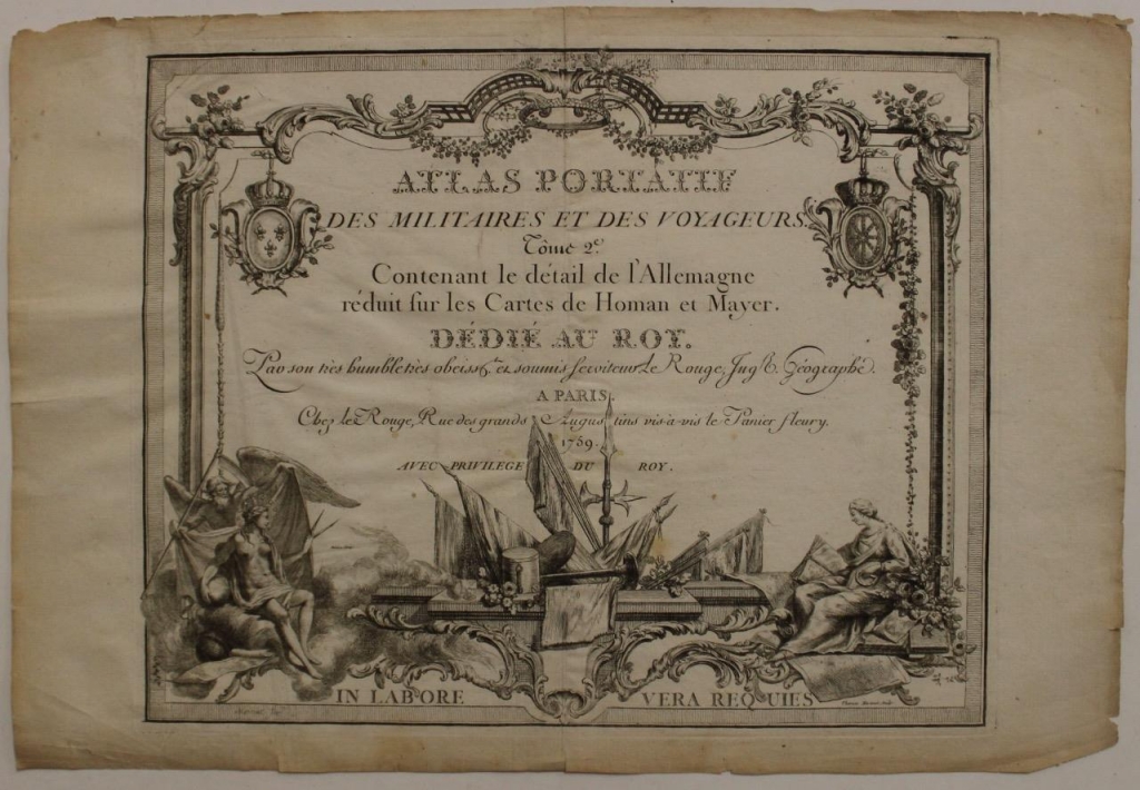 Frontispicio del Atlas portatif..., 1759. Le Rouge/Martinet
