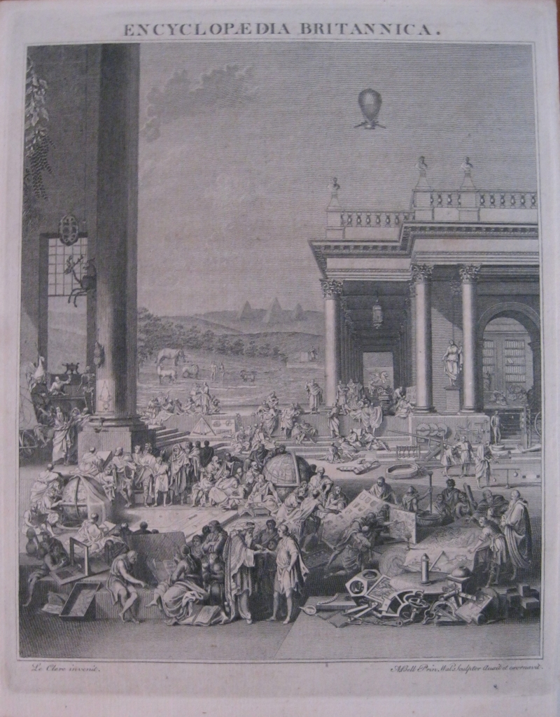 Frontispicio de la Enciclopedia Britanica, 1797. Andres Bell/Le Clerc/Colin