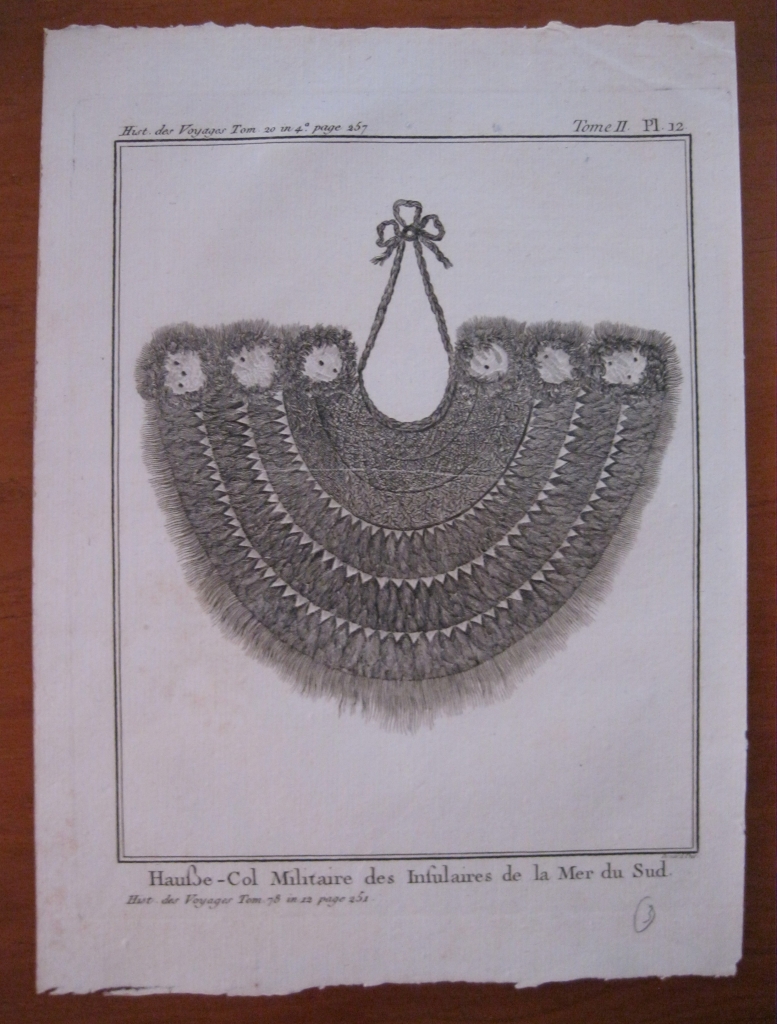 Collar militar de los nativos de los Mares del sur ( Pacífico sur, Asia), 1754. N. Bellin/ A. Prevost