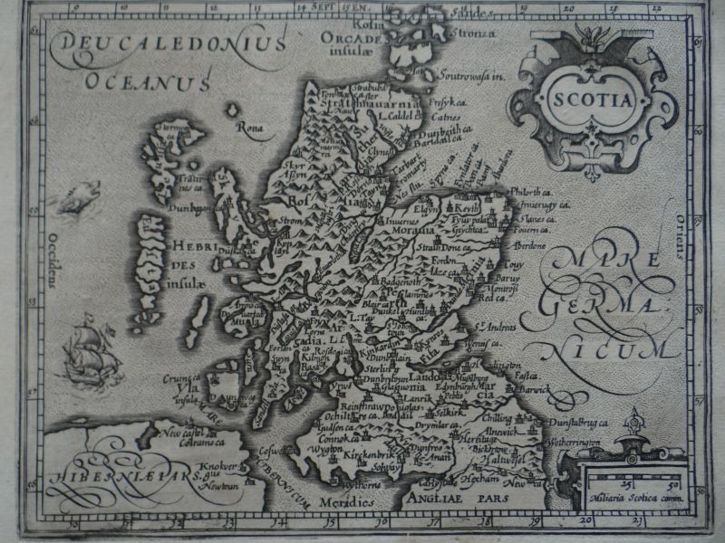 Mapa de Escocia (Reino Unido, Europa), 1609. Mercator/Hondius