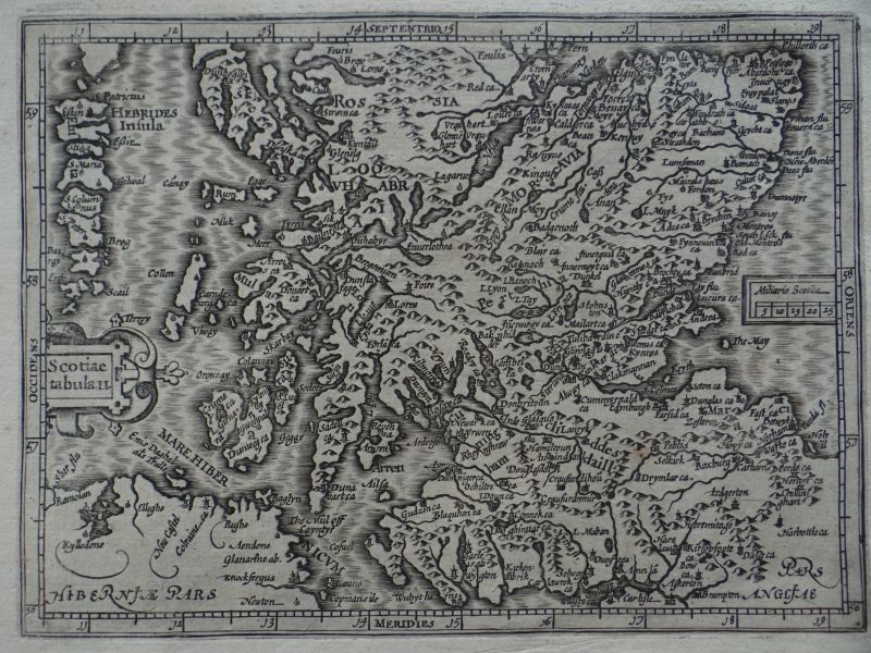 Mapa del sur de Escocia (Reino Unido, Europa), 1609. Mercator/Hondius