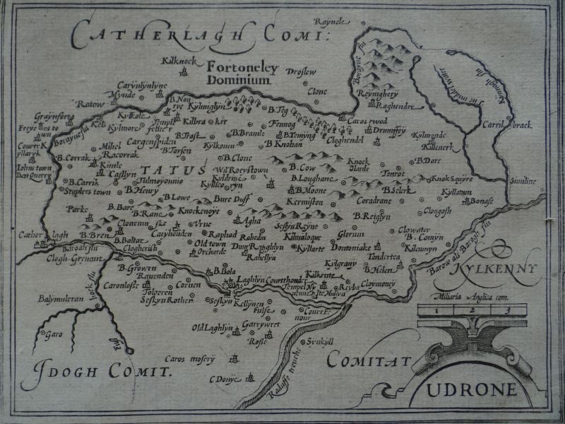 Mapa de Udrone o Carlow (Irlanda), 1609. Mercator/Hondius