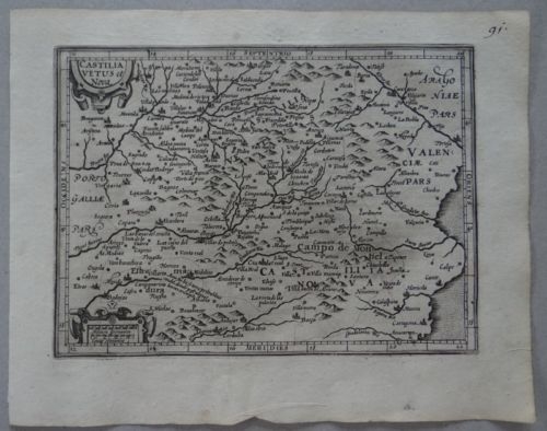 Mapa de Castilla y  Valencia(España), 1609.Mercator/Hondius