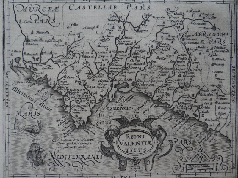 Mapa de Valencia (España), 1609. Mercator/Hondius