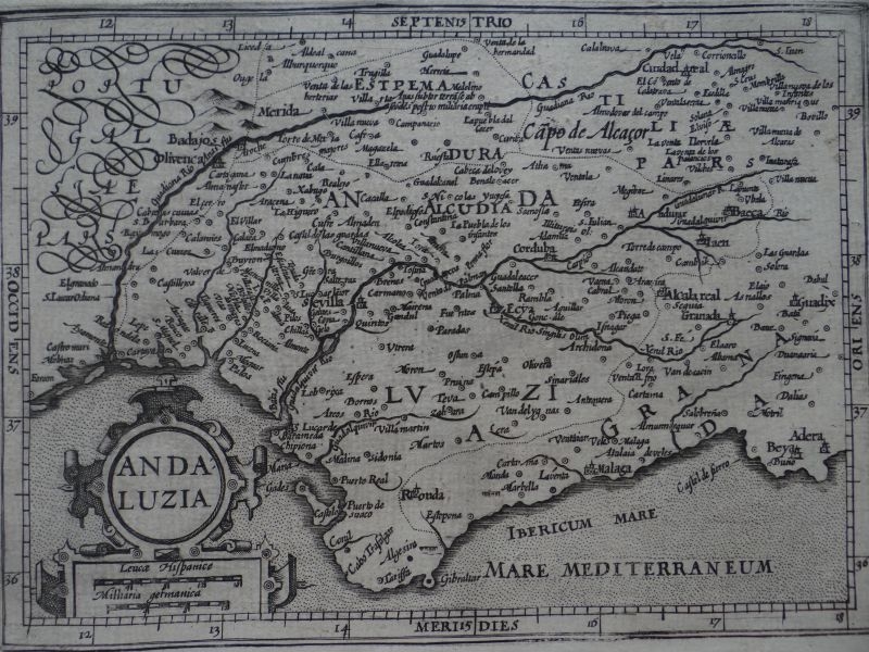 Mapa de Andalucía (España),  1609. Mercator/Hondius