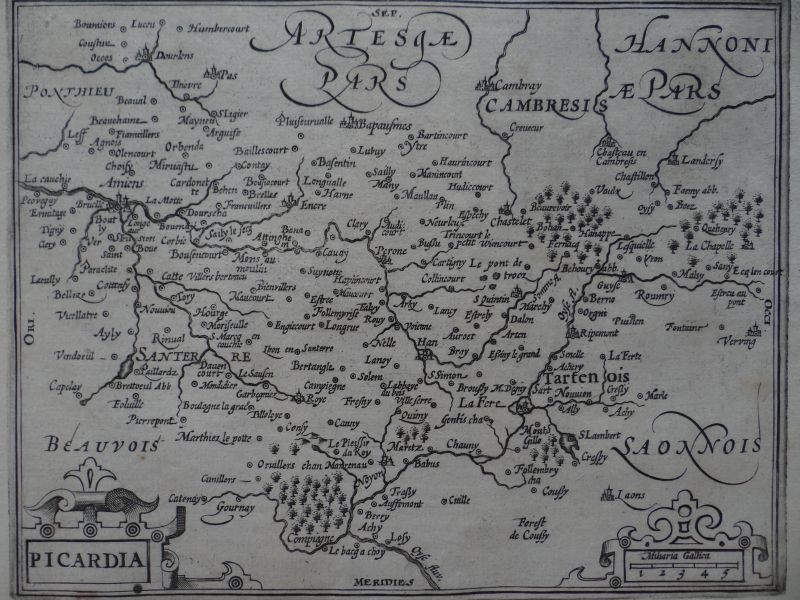 Mapa de la región de Picardía (Francia, Europa), 1609. Mercator/Hondius