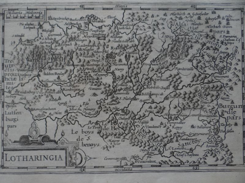 Mapa de la región de Lorraine (Francia), 1609. Mercator/Hondius