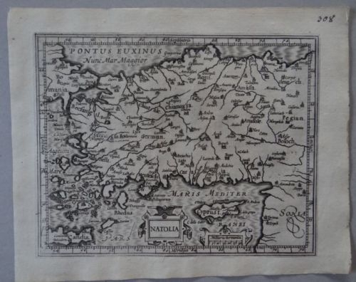 Mapa de Anatolia, Turquía (Asia menor), 1609. Mercator/Hondius