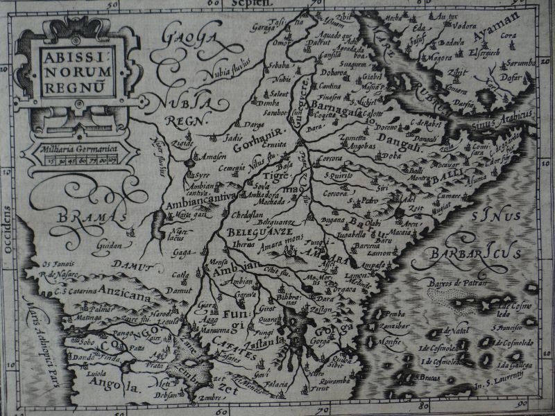 Mapa de África central y oriental, 1609. Mercator/Hondius