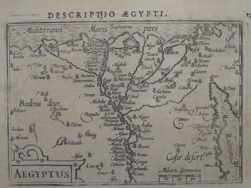 Antiguo mapa de Egipto (norte de África), 1606. Bertius