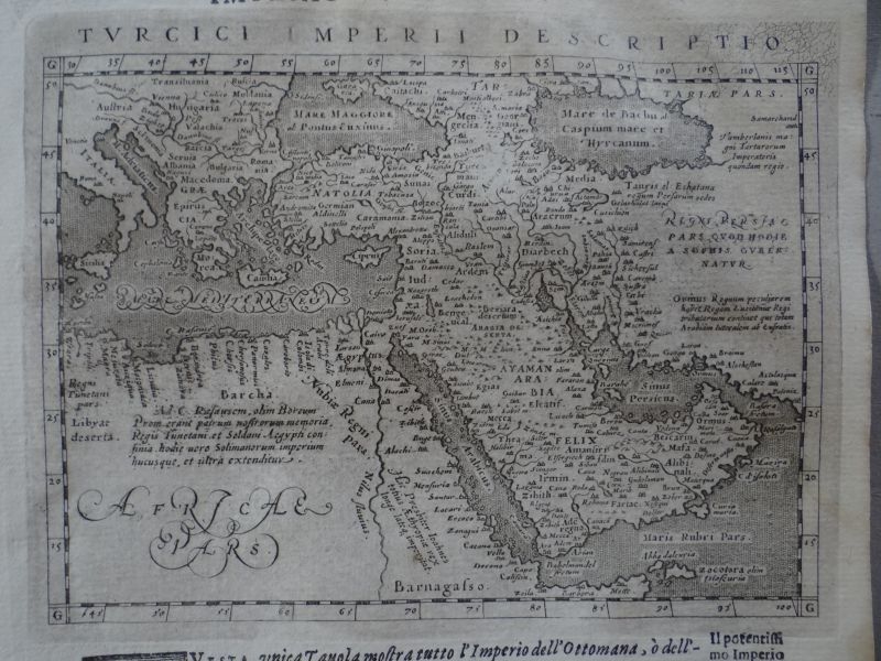 Mapa del Imperio Turco Otomano (Europa, África y Asia),1620. Ptolomeo/ Galignani