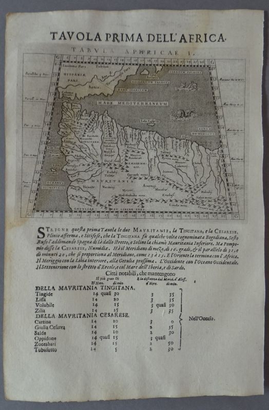 Mapa del norte de África y el mar Mediterráneo (Europa), 1620. Ptolomeo /Galignani