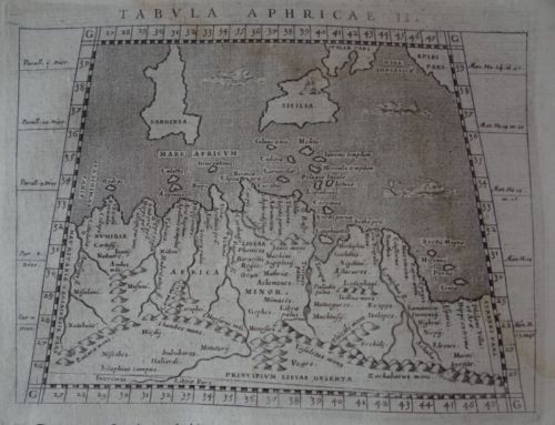 Mapa del norte de África e islas de Sicilia y Cerdeña (Italia), 1620. Ptolomeo /Galignani
