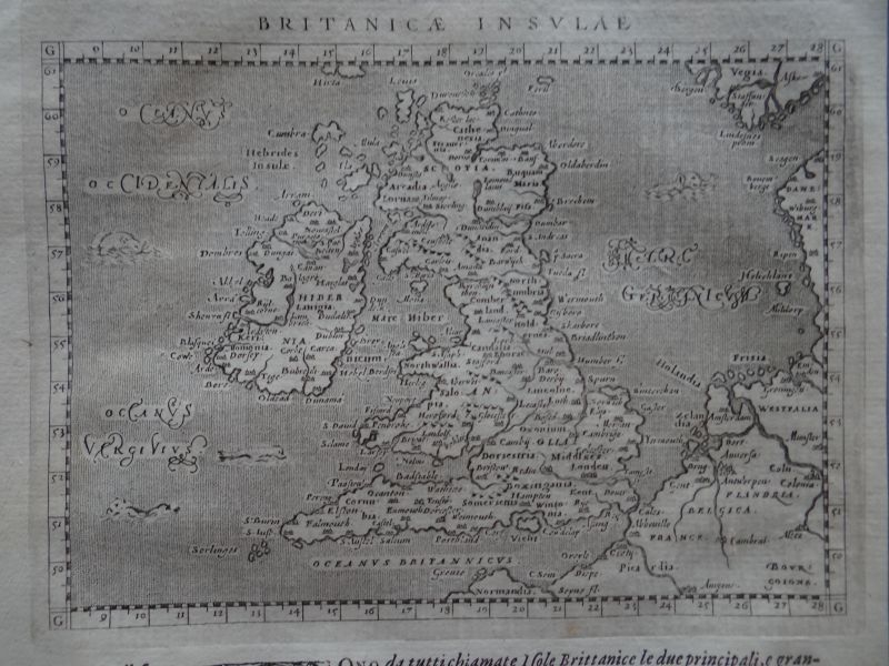 Mapa de las islas Británicas (Irlanda, Reino Unido, Europa), 1620. Ptolomeo/ Galignani